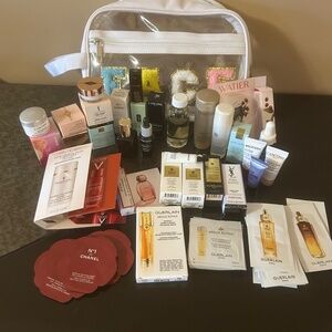 Bag full of travel size skin care